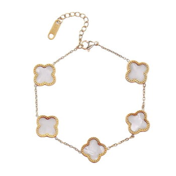 WHITE PEARL CLOVER BRACELET